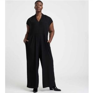 Universal Standard Cambria Luxe Twill Jumpsuit Black XS